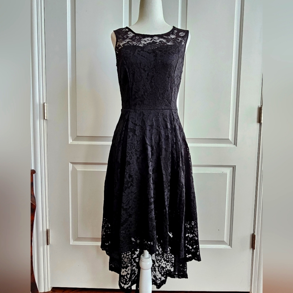 Black Lace High Low Dress Small